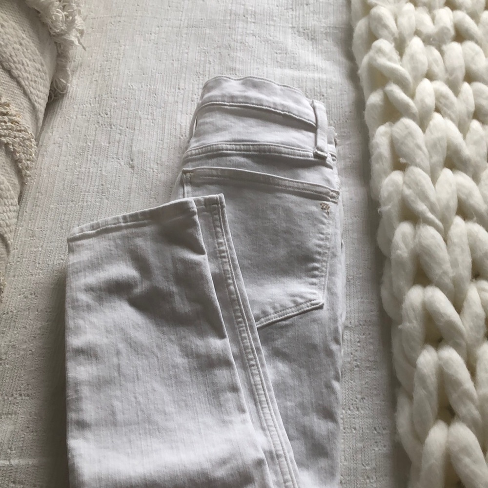 Button up polar white high rise skinny crop